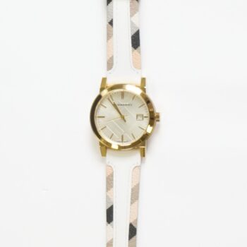 BURBERRY BU9110 White Leather Nova Check wristwatch for women