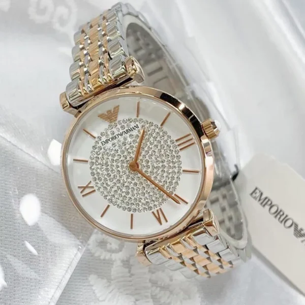 Emporio Armani AR1926 Silver Rose Gold Wristwatch for Women