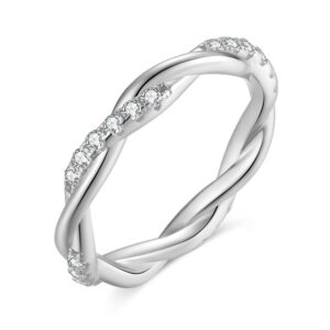 925 Sterling Silver rhodium plating ring for her Size 6