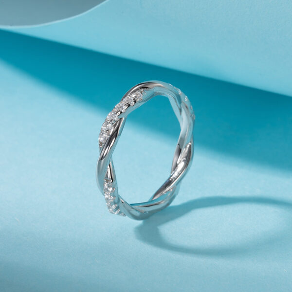 925 Sterling Silver rhodium plating ring for her Size 8 - Image 2