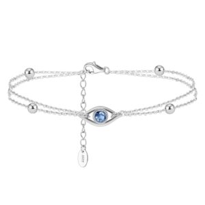 Two Layers Evil Eyes 925 Sterling Silver Bracelet