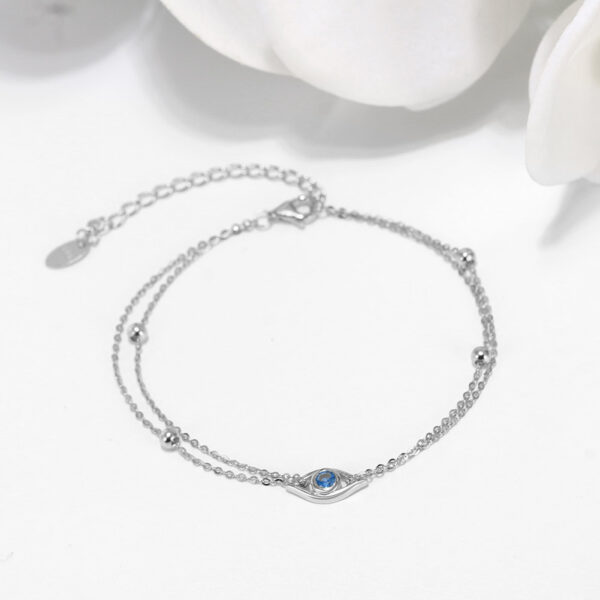 Two Layers Evil Eyes 925 Sterling Silver Bracelet - Image 2