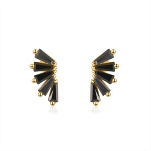 925 Sterling Silver Stud Earrings with black stones for her