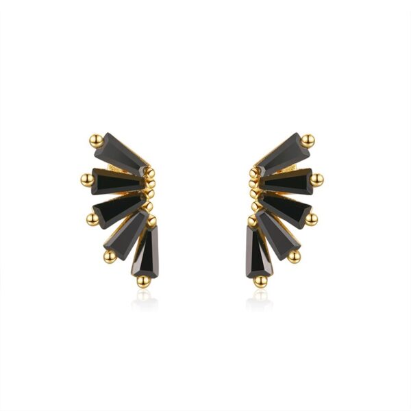 925 Sterling Silver Stud Earrings with black stones for her