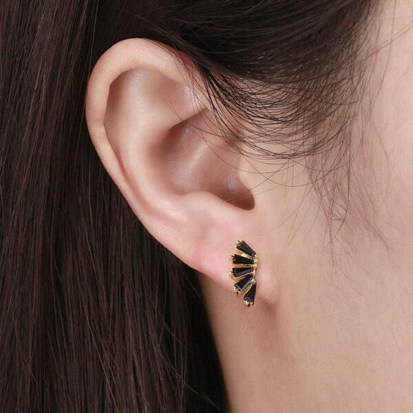 925 Sterling Silver Stud Earrings with black stones for her - Image 4