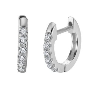 Magnificent 925 Sterling Silver Hoop Earrings with white stones 9mm