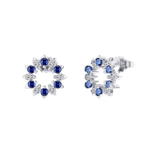 Womens Sterling Silver Stud Earrings with blue stones