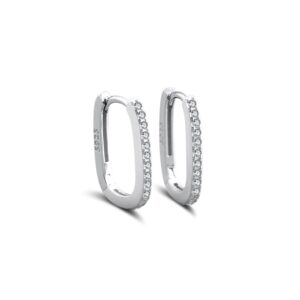 925 Sterling Silver Hoop Earrings 14 mm with multiple stones