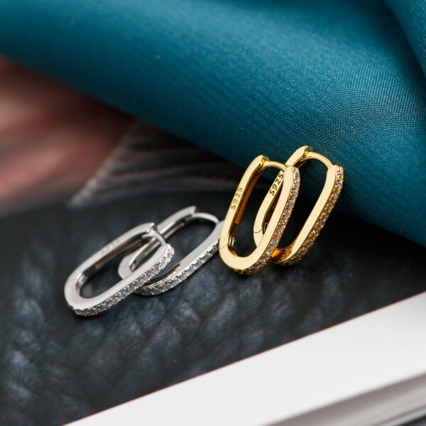 925 Sterling Silver Hoop Earrings 14 mm with multiple stones - Image 3