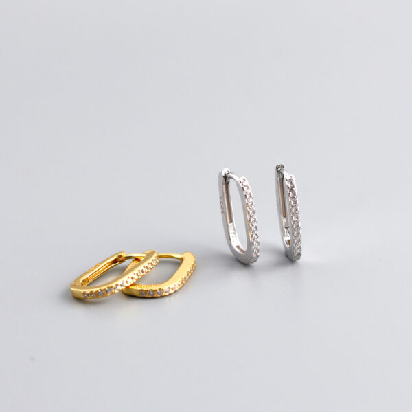 925 Sterling Silver Hoop Earrings 14 mm with multiple stones - Image 5