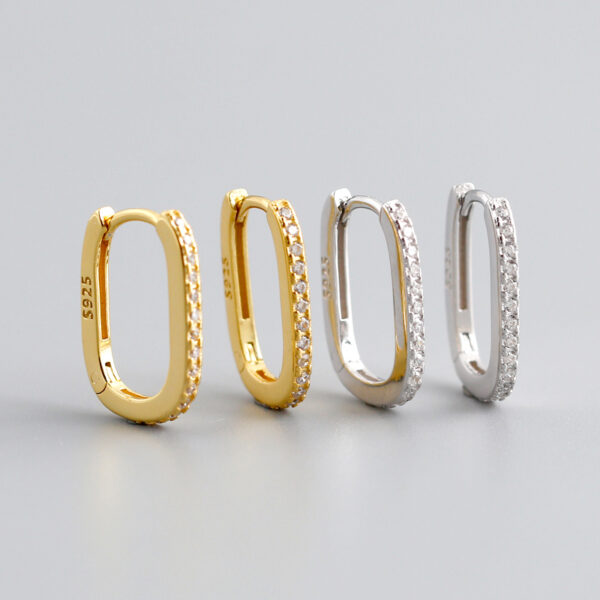 925 Sterling Silver Hoop Earrings 14 mm with multiple stones - Image 6