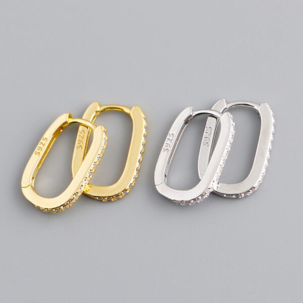 925 Sterling Silver Hoop Earrings 14 mm with multiple stones - Image 7