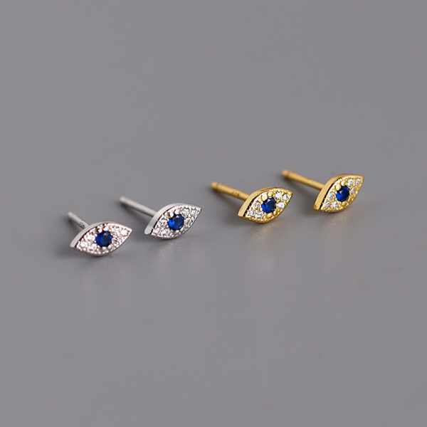 925 Sterling Silver stud Earrings with blue stone for her - Image 4
