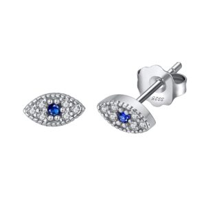 925 Sterling Silver stud Earrings with blue stone for her