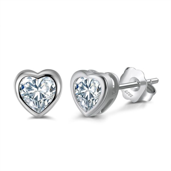 925 Sterling Silver Stud Earrings heart shaped 6 mm