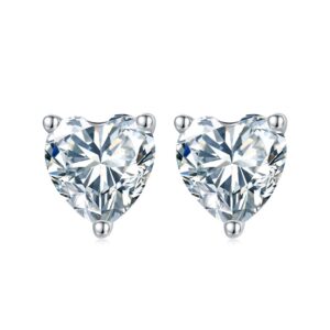 925 Sterling Silver Stud Earrings heart shaped for her