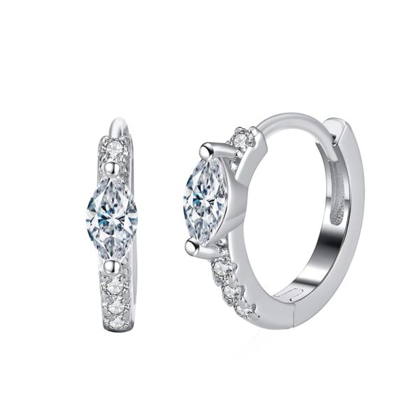 925 Sterling Silver Hoop Earrings with white stones 9mm