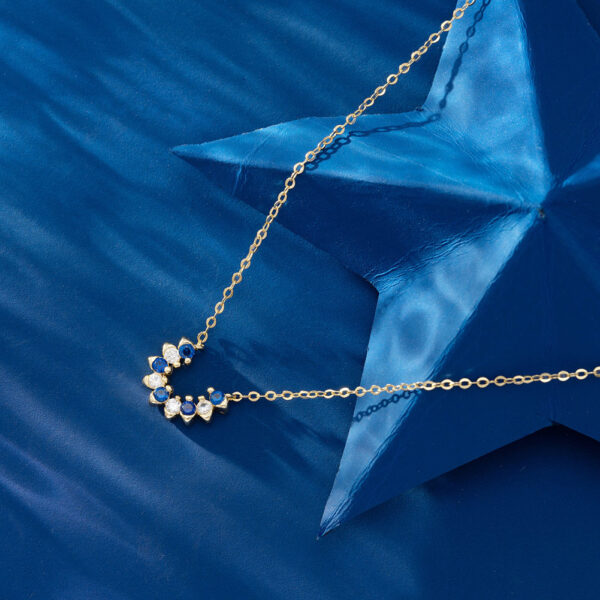 925 Sterling Silver Necklace for her with blue stones - Image 2
