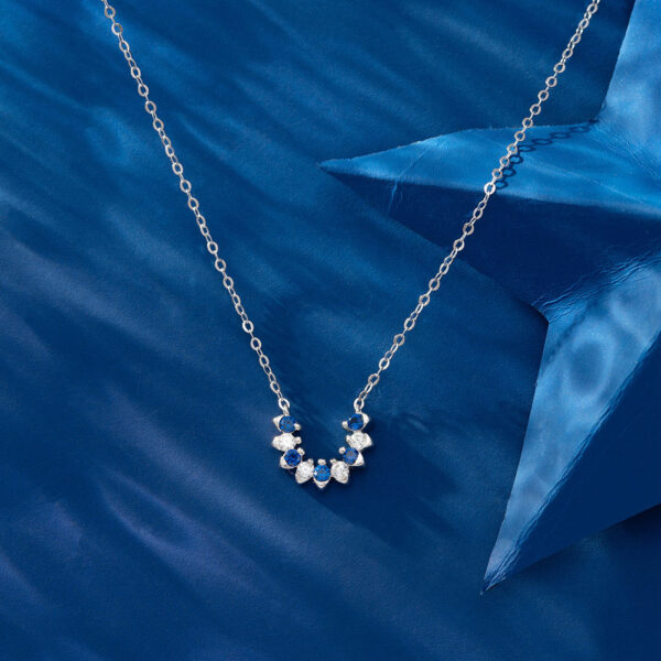 925 Sterling Silver Necklace for her with blue stones - Image 3