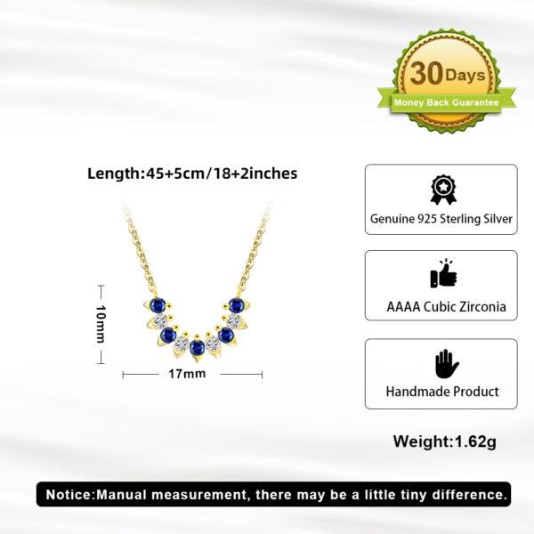 925 Sterling Silver Necklace for her with blue stones - Image 4