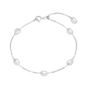 925 Sterling Silver Bracelet with freshwater pearls for her
