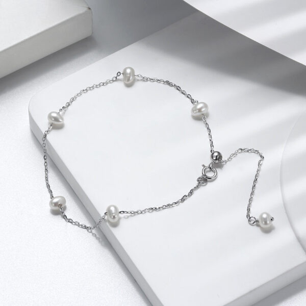 925 Sterling Silver Bracelet with freshwater pearls for her - Image 2