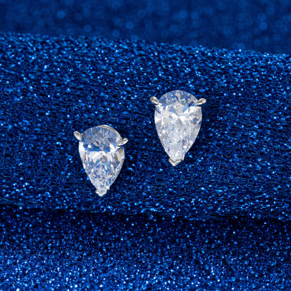 Womens Sterling Silver Stud Earrings with premium stones - Image 2