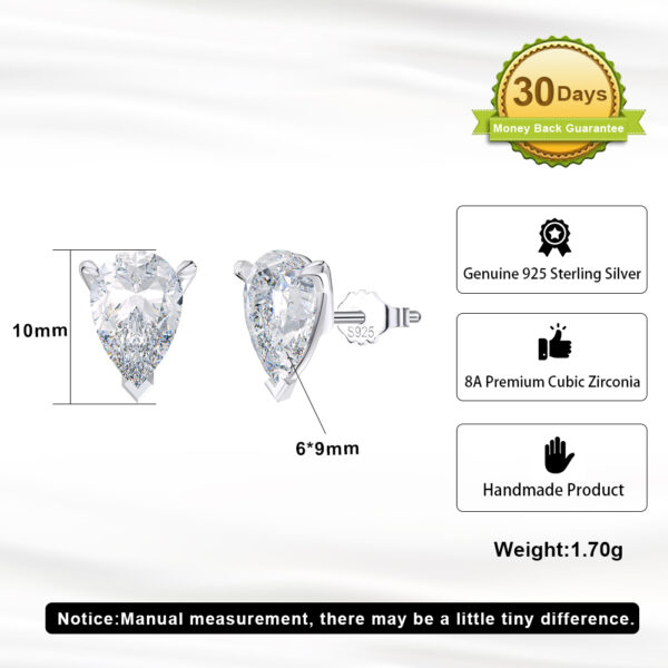 Womens Sterling Silver Stud Earrings with premium stones - Image 5