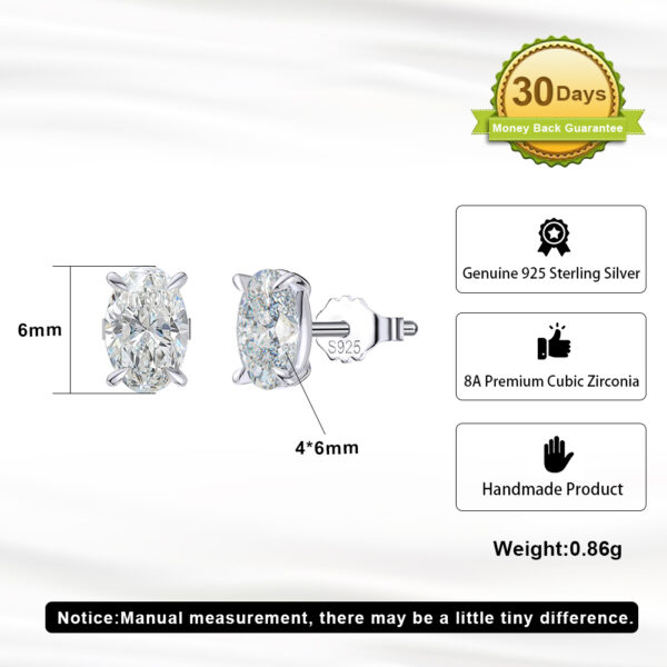 Sterling Silver Stud Earrings with premium 6mm stones for her - Image 5