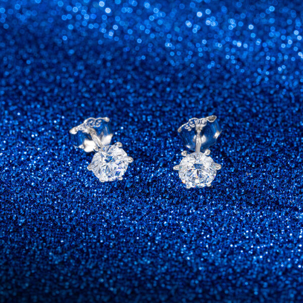 925 Sterling Silver Stud Earrings with premium Zirconia stones for her - Image 2