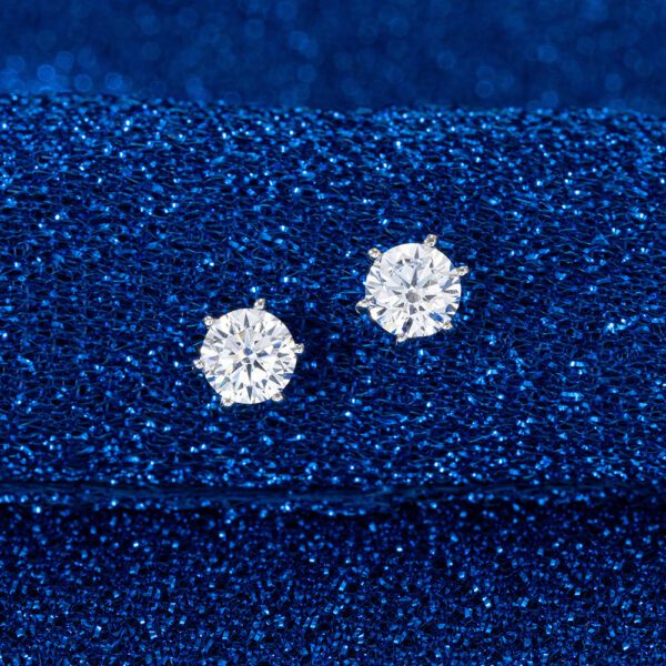 925 Sterling Silver Stud Earrings with premium Zirconia stones for her - Image 3