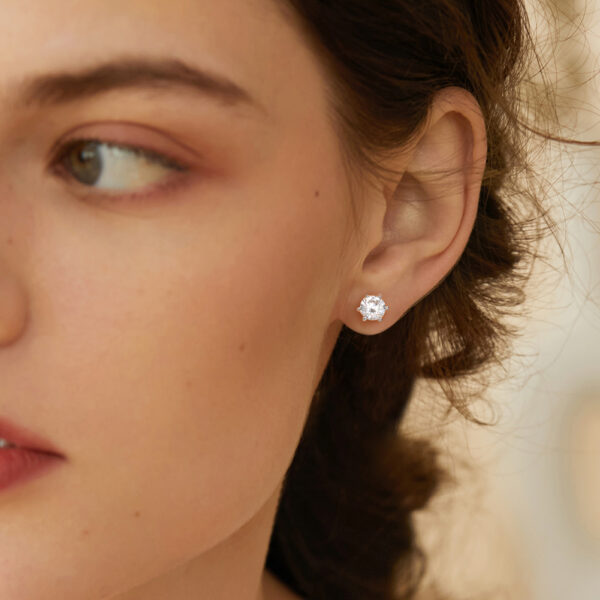 925 Sterling Silver Stud Earrings with premium Zirconia stones for her - Image 4