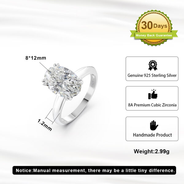 925 Sterling Silver womens ring with Premium Cubic Stone Size 7 - Image 3