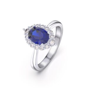925 Sterling Silver womens ring with Sapphire Size 6