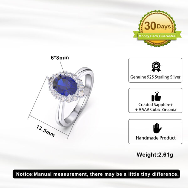 925 Sterling Silver womens ring with Sapphire Size 8 - Image 6
