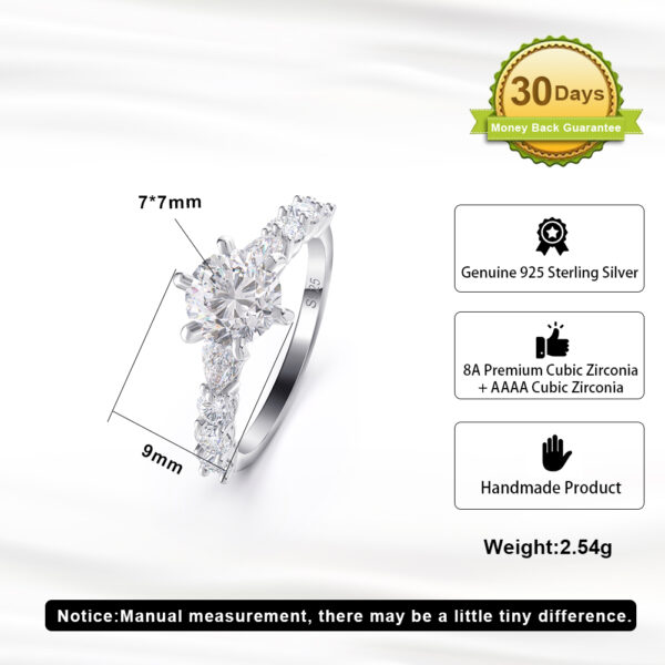 925 Sterling Silver womens ring with shining stone Size 7 - Image 5