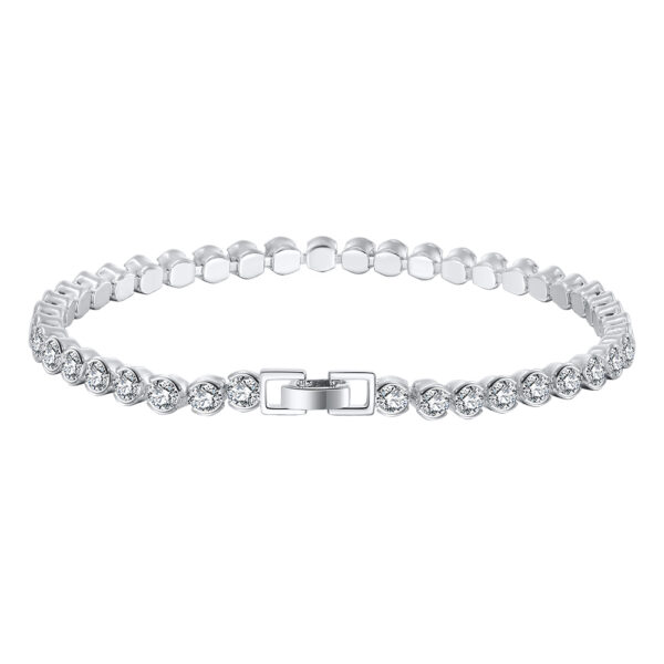 925 Sterling Silver Bezel Setting Tennis chain Bracelet 7.5" for her