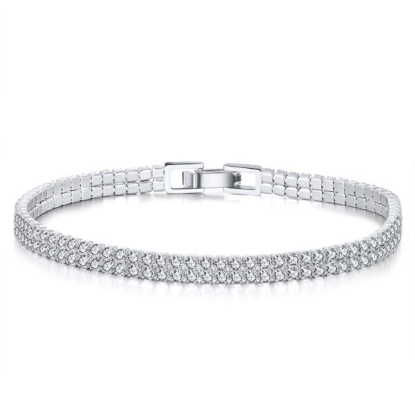 925 Sterling Silver 2 rows tennis Bracelet 6.5" for her
