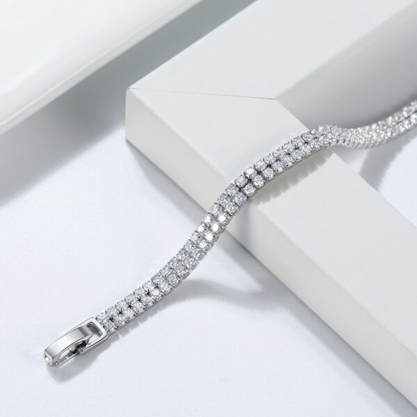 925 Sterling Silver 2 rows tennis Bracelet 6.5" for her - Image 2