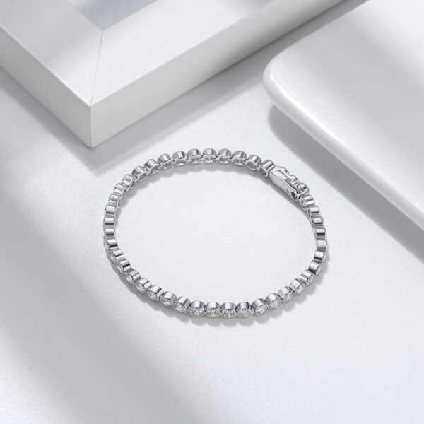 Shiny 925 Sterling Silver Bazel Setting Tennis chain Bracelet 7.5" - Image 2