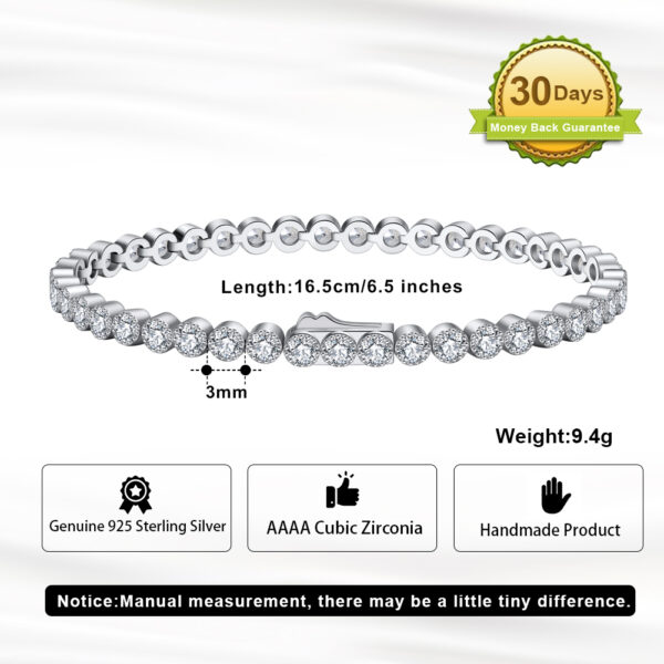 Shiny 925 Sterling Silver Bazel Setting Tennis chain Bracelet 7.5" - Image 5