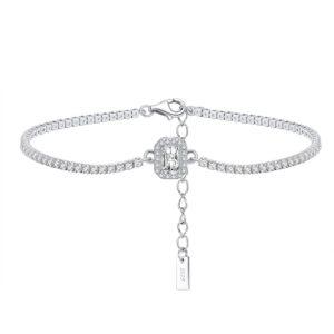 Womens 925 Sterling Silver Tennis chain Bracelet 1.5 mm