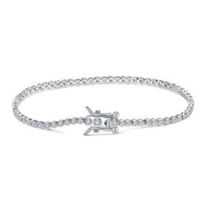 Womens 925 Sterling Silver Princess Cut Tennis chain Bracelet 7"