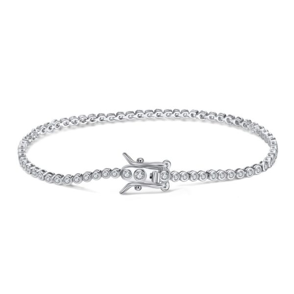 Womens 925 Sterling Silver Princess Cut Tennis chain Bracelet 7.5"