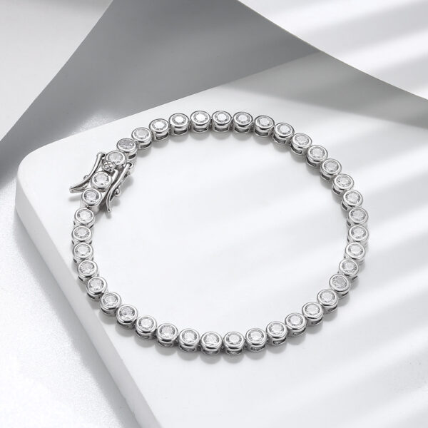 Womens 925 Sterling Silver Princess Cut Tennis chain Bracelet 7.5" - Image 4