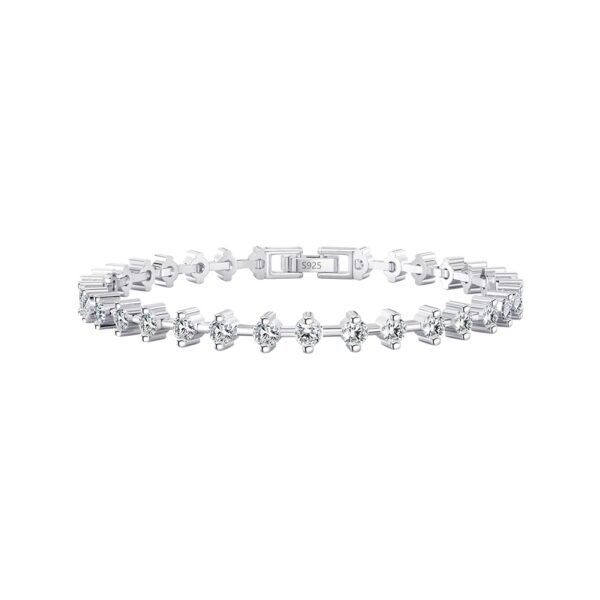 925 Sterling Silver Prong Setting Tennis Bracelet for her 7.5"