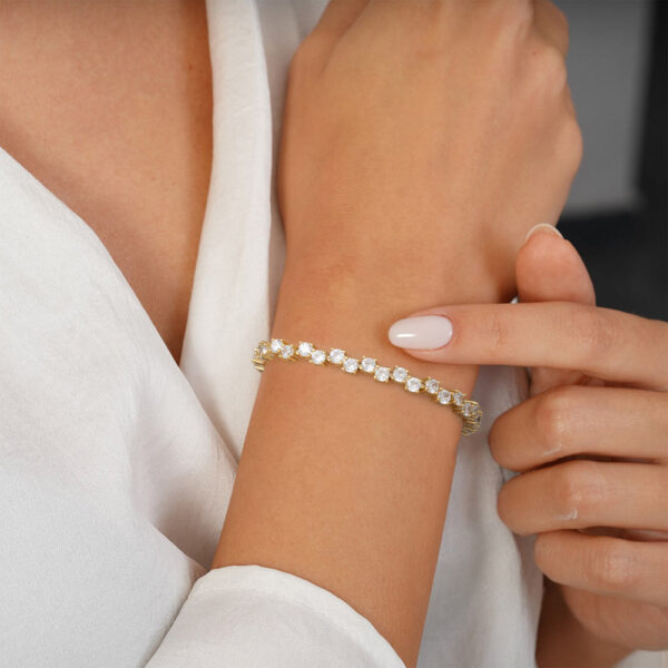 Womens 925 Sterling Silver Prong Setting Tennis Bracelet 6.5" - Image 2