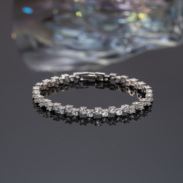 Womens 925 Sterling Silver Prong Setting Tennis Bracelet 6.5" - Image 4