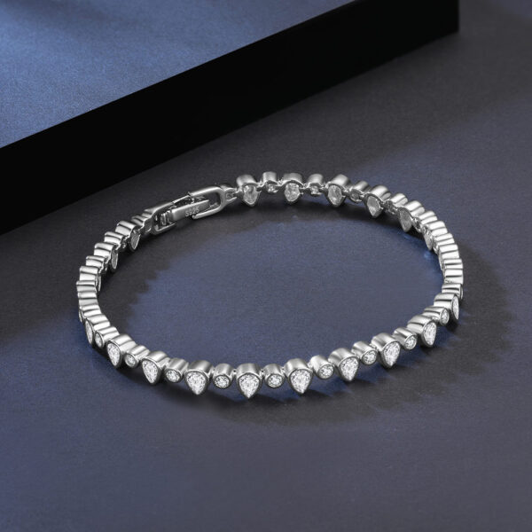 925 Sterling Silver bezel Setting Tennis Bracelet for her 7.5" - Image 2