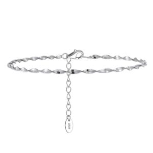 2mm Width double Layer Water Wave Chain 925 Sterling Silver Bracelet